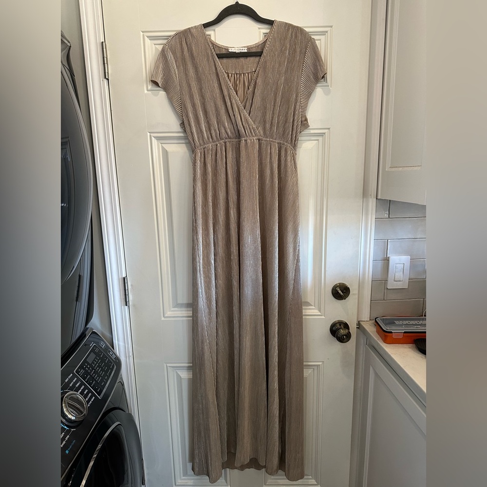 Baltic Born champagne gold ribbed maxi dress